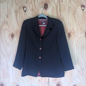 Vintage Montee Collection 3 Button Navy Skirt Suit Blazer Women's 12 (Fits 10)